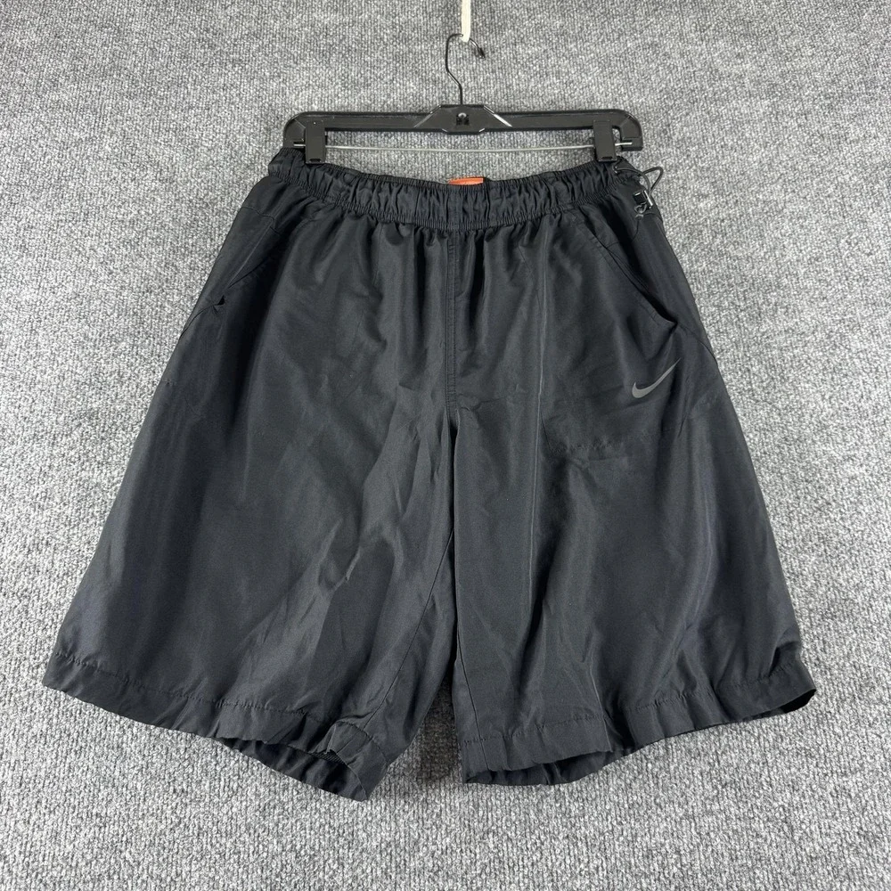 Nike Swim Shorts Mens L Black 11 Inseam Board Trunks Beach Logo Pockets
